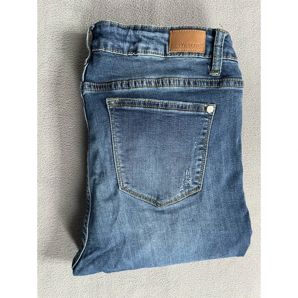 Judy‎ Blue Jeans Womens 15 Blue Skinny Fit Patchwork Distressed 30x27